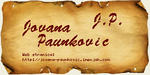 Jovana Paunković vizit kartica